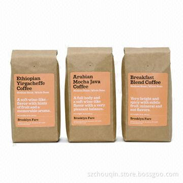 Kraft Paper Bags for Coffee and Tea, Moisture-proof and Light-proof, Stand Up, Valve